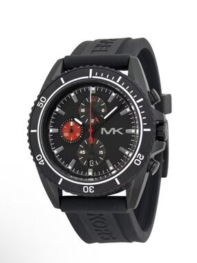 MICHAEL KORS BLACK JETMASTER SILICONE BAND CHRONOGRAPH MEN'S WATCH MK8377